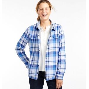 L.L. Bean Women's Fleece-Lined Flannel Shirt, Snap-Front Plaid Shirt Shacket 1X